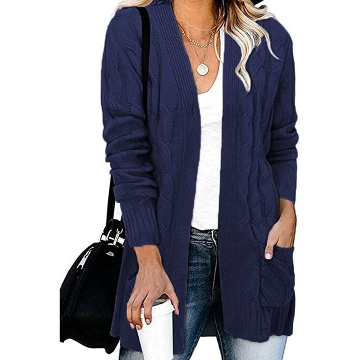 Damen Strickjacke im eleganten Kabelmuster mit offenen Taschen Drune