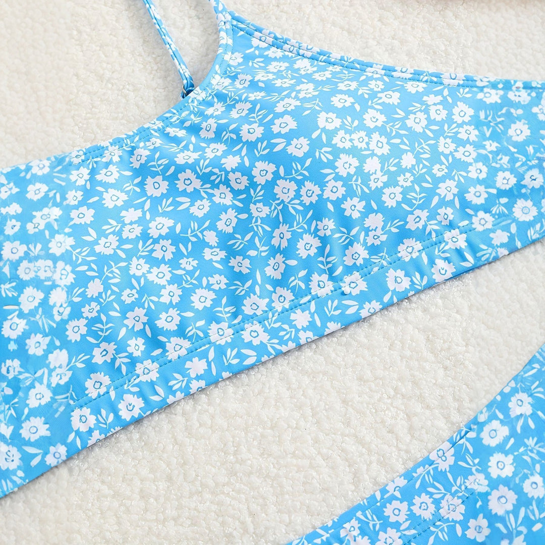 Damen Blumiger Hochsitzt-Bikini Drune