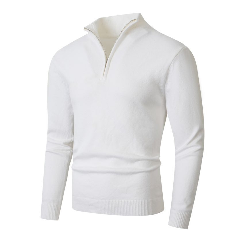 Herren Pullover mit modernem halben Reißverschluss und feiner Rippenstruktur Drune
