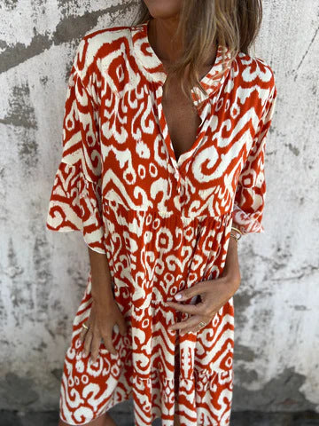 Damen lässiges Strandkleid mit hohen Seitenschlitzen und modischem Druckmuster Drune