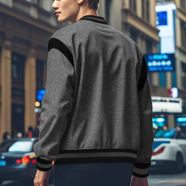 Herren Sportliche Collegejacke mit kontrastrierenden Ärmeln und Knopfdetails Drune