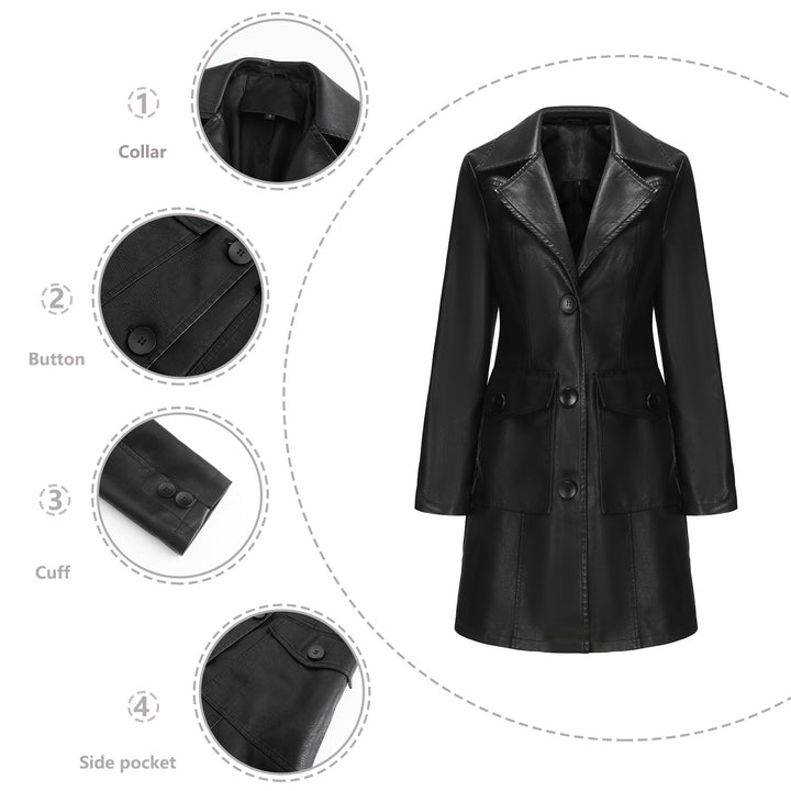 Damen modischer Kunstlederblazer mit praktischen Taschen Drune