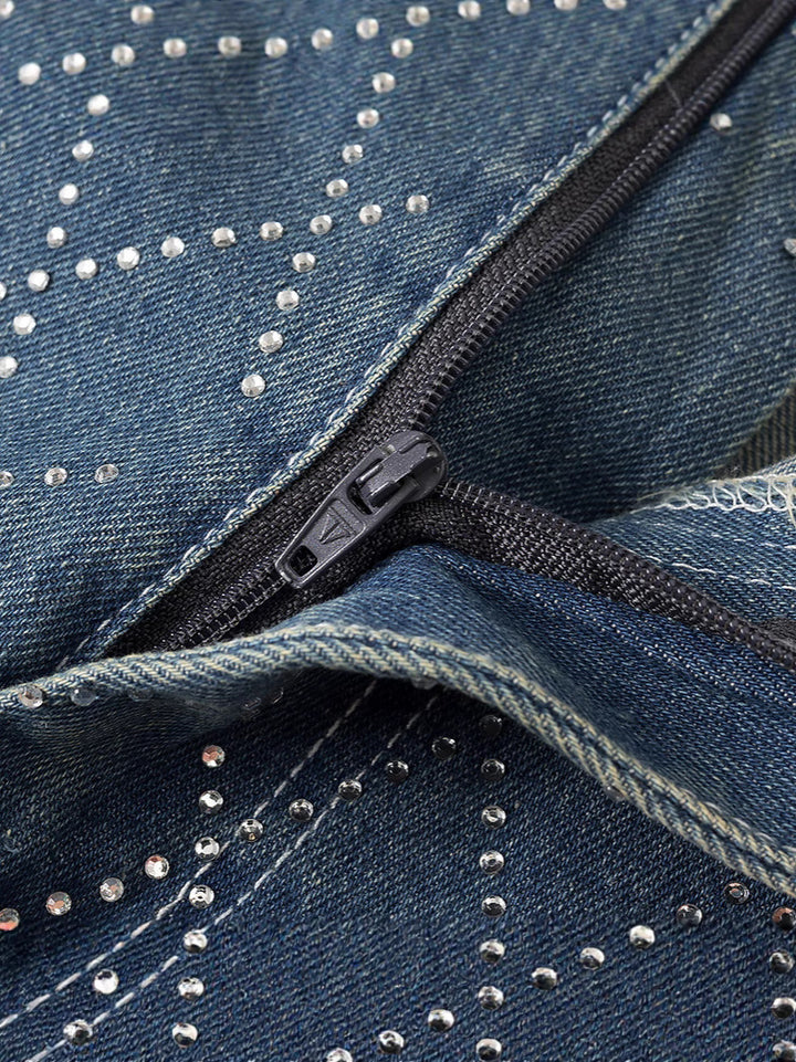 Damen High-Waist Jeans im modernen Karomuster Drune