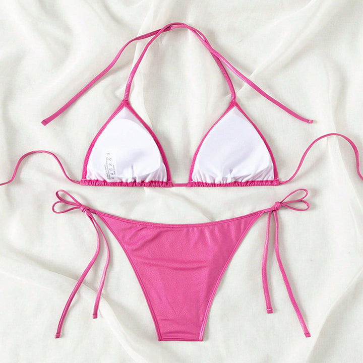 Damen Hoch geschnittener glänzender Bikini Drune
