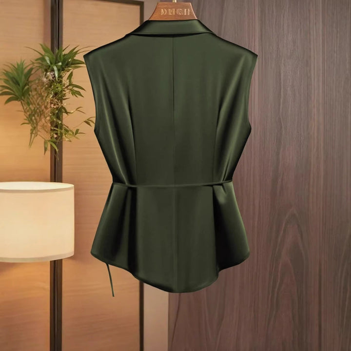 Damen elegante Wickelbluse mit femininer Drapierung und Schalkragen Drune