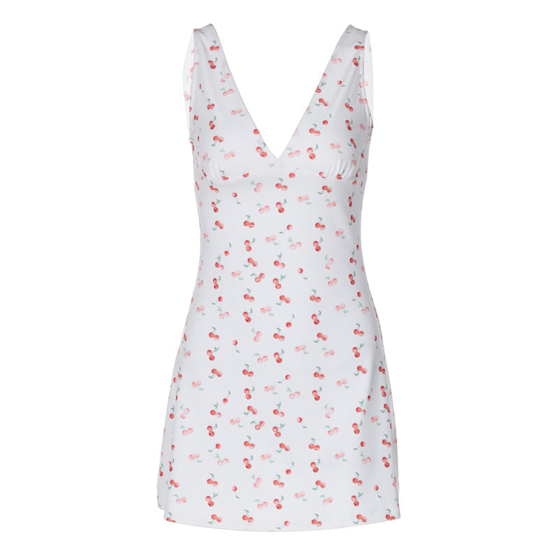 Damen Sommerliches Minikleid mit fröhlichem Kirschmuster Drune