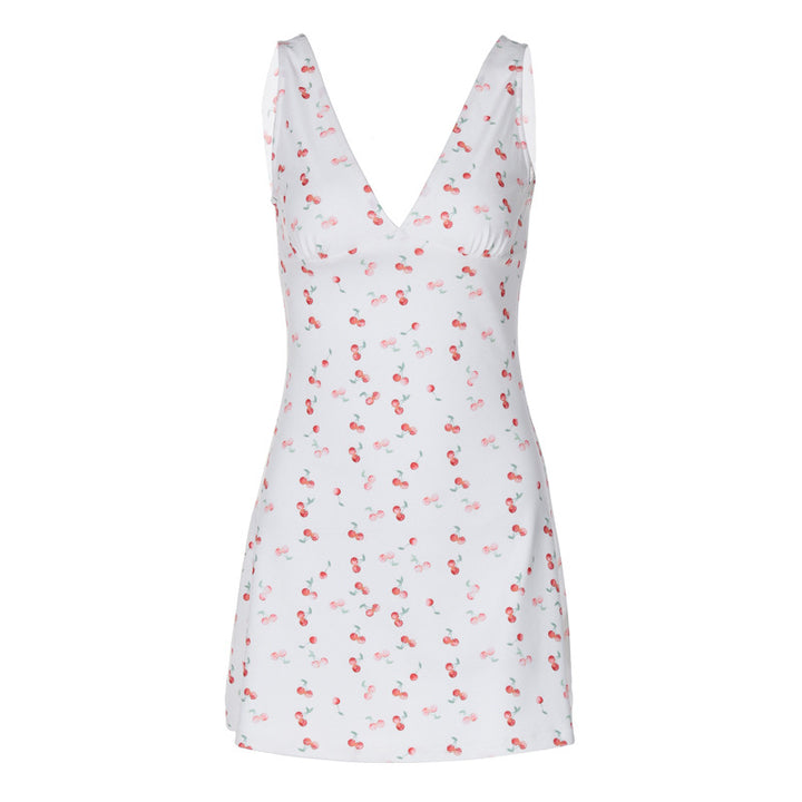 Damen Sommerliches Minikleid mit fröhlichem Kirschmuster Drune