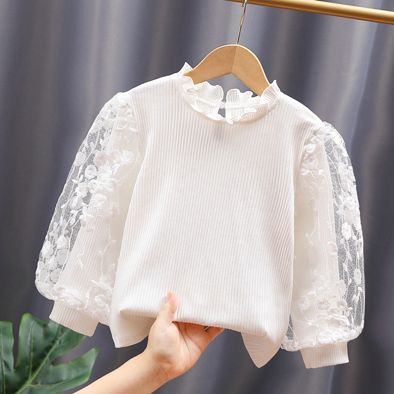 Mädchen Sweatshirt mit floralen Stickermonturen und Rüschen Drune