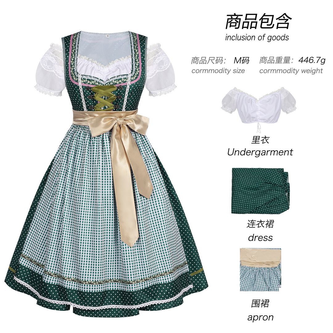 Damen nan traditionelles Trachten-Dirndl mit geschnürter Corsage, Spitzenärmeln und schwingendem Tellerrock Drune