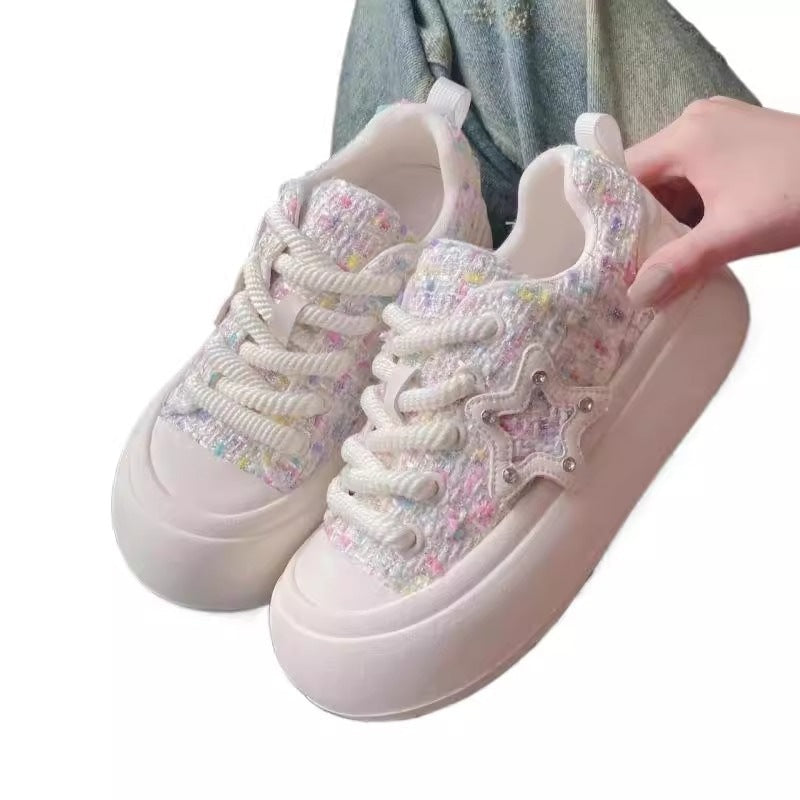 Damen Elegante und bequeme Sneakers mit glitzerndem Sternen-Detail Drune