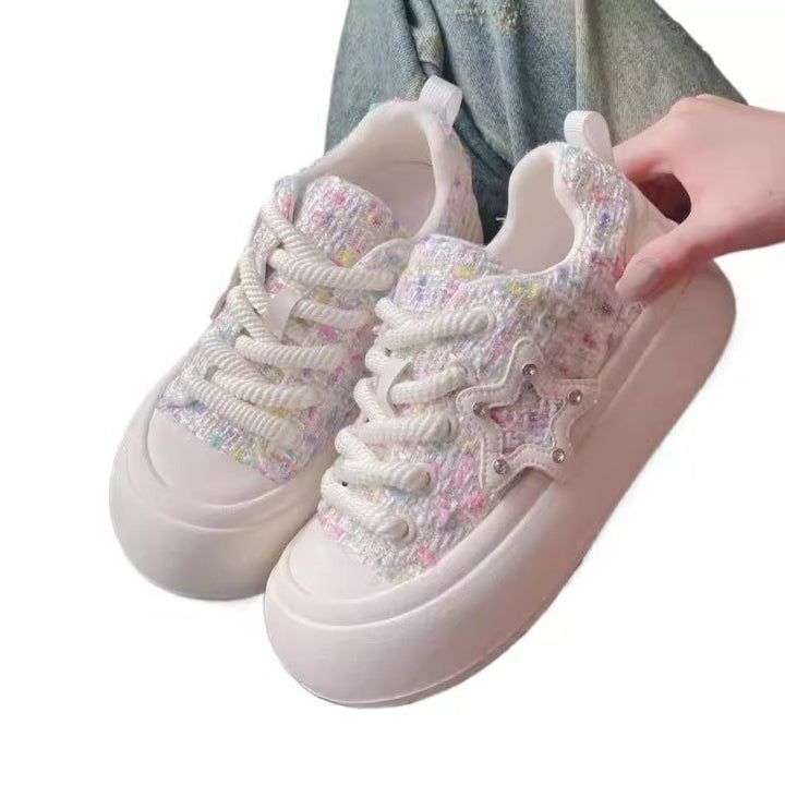 Damen Trendige Komfort-Sneaker mit glitzerndem Sternen-Detail Drune