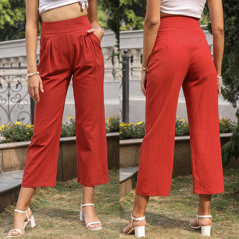 Damen Hochtaillierte Culotte-Hose mit praktischen Taschen und weichem Stoff Drune