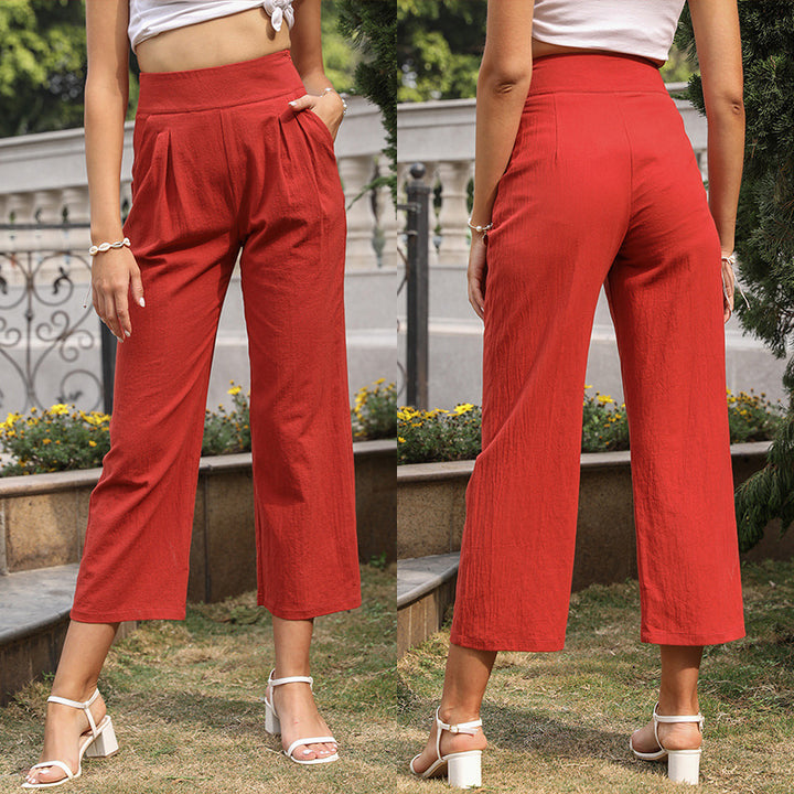Damen Hochtaillierte Culotte-Hose mit praktischen Taschen und weichem Stoff Drune
