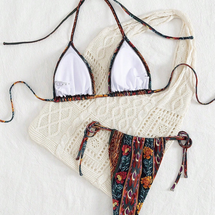 Damen Triangel-Bikini mit floralem Muster Drune