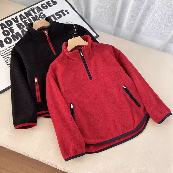 Damen Fleece-Pullover mit hohem Kragen und praktischen Reißverschlusstaschen Drune