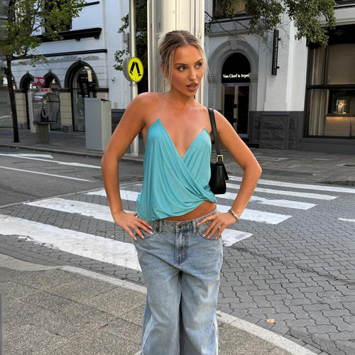 Damen Wickeltop Drune