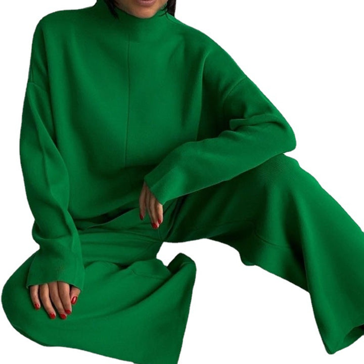 Damen lässiges Sweatshirt-Set mit weitem Schnitt und hohem Kragen Drune