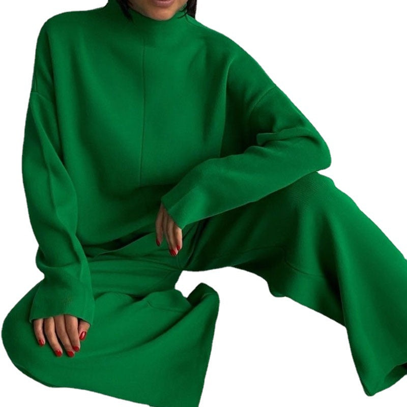 Damen Lässiger Strickanzug mit weitem Schnitt und hohem Kragen Drune