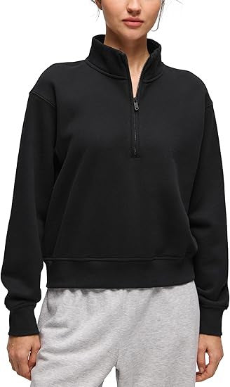 Damen sportlicher Fleece-Pullover mit Stehkragen Drune