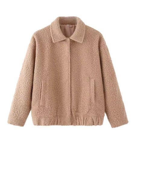 Damen strapazierfähige und kuschelige Teddyjacke mit elastischem Bund Drune