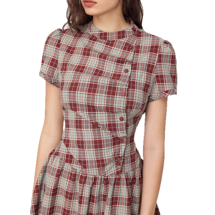 Damen Minikleid mit Knopfdetails und gerafftem Schnitt Drune