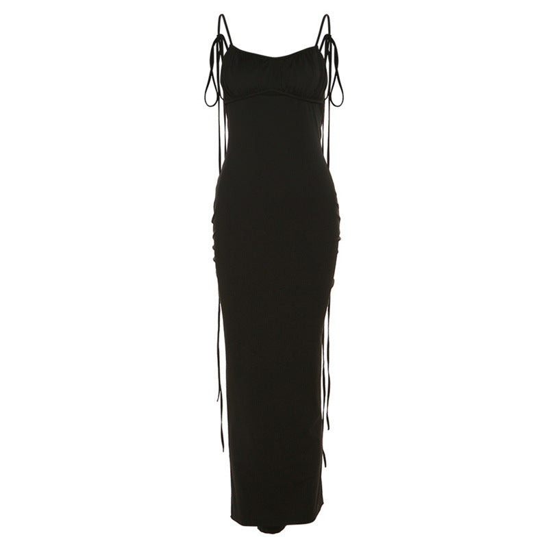 Damen Figurbetontes Maxikleid mit Raffung und Trägerdetails Drune