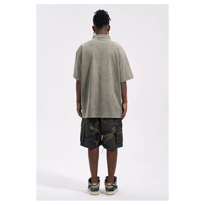 Herren nan Cargo-Shorts im Camouflage-Ripstop mit Elastikbund, Tunnelzug und Reißverschlusstaschen Drune