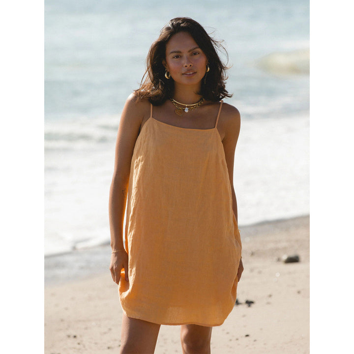 Damen Leichtes Sommerkleid mit Spaghetti-Trägern und fließendem Schnitt Drune