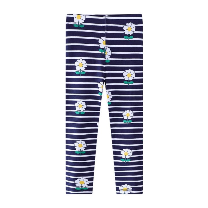 Mädchen Leggings mit floralem und gestreiftem Design Drune
