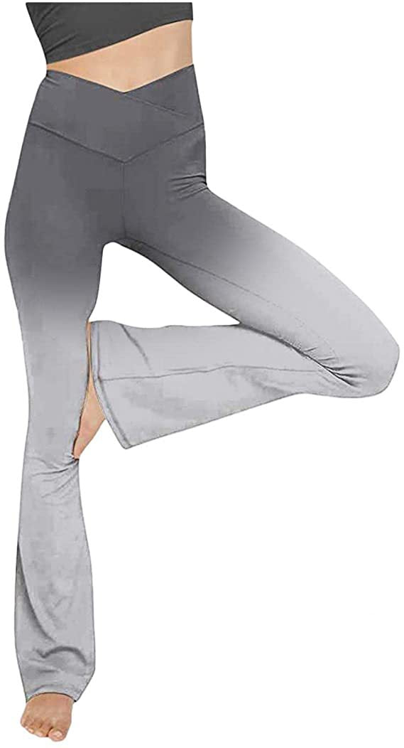 Damen Bootcut Yoga-Hose aus elastischem Material mit hohem Bund Drune