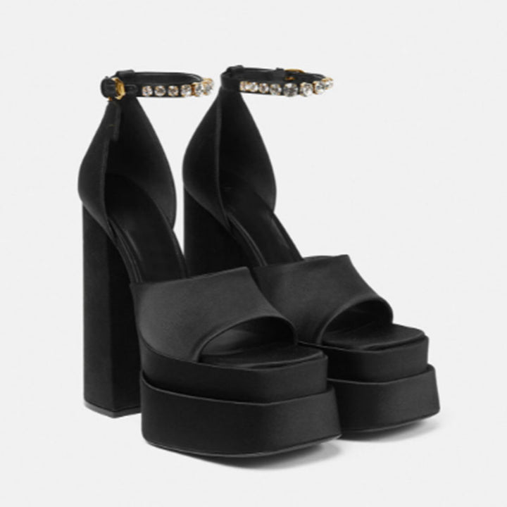 Damen High-Platform Open-Toe Sandalen mit verziertem Knöchelriemen Drune