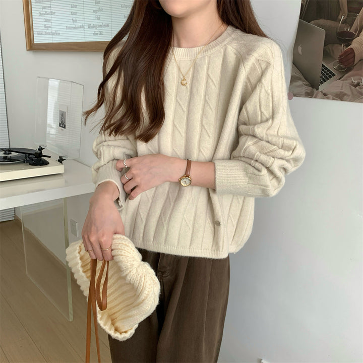 Damen Grobstrickpullover mit strukturiertem Muster und lässigem Schnitt Drune