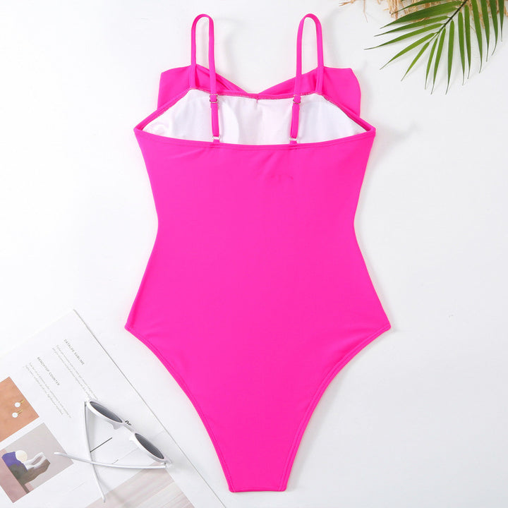 Damen Einteiler Badeanzug mit stylischem Wickelrock und glamourösem Schleifendetail Drune