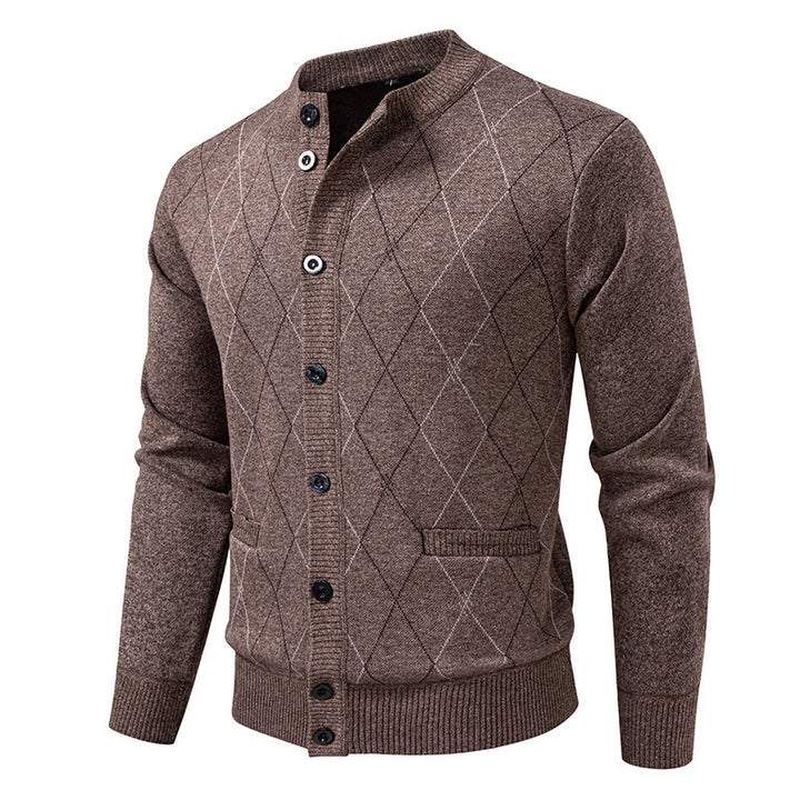 Herren Strickjacke mit modernen Rautenmustern und praktischen Taschen Drune