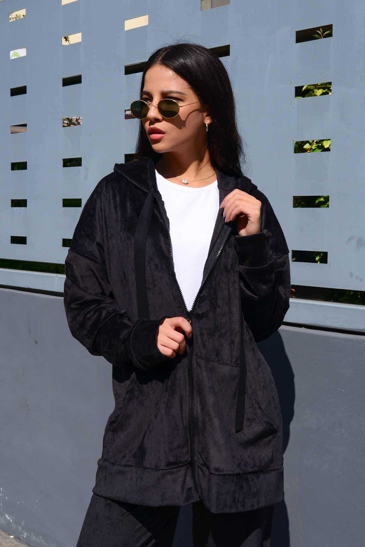 Damen bequeme und stilvolle Kapuzenjacke Drune
