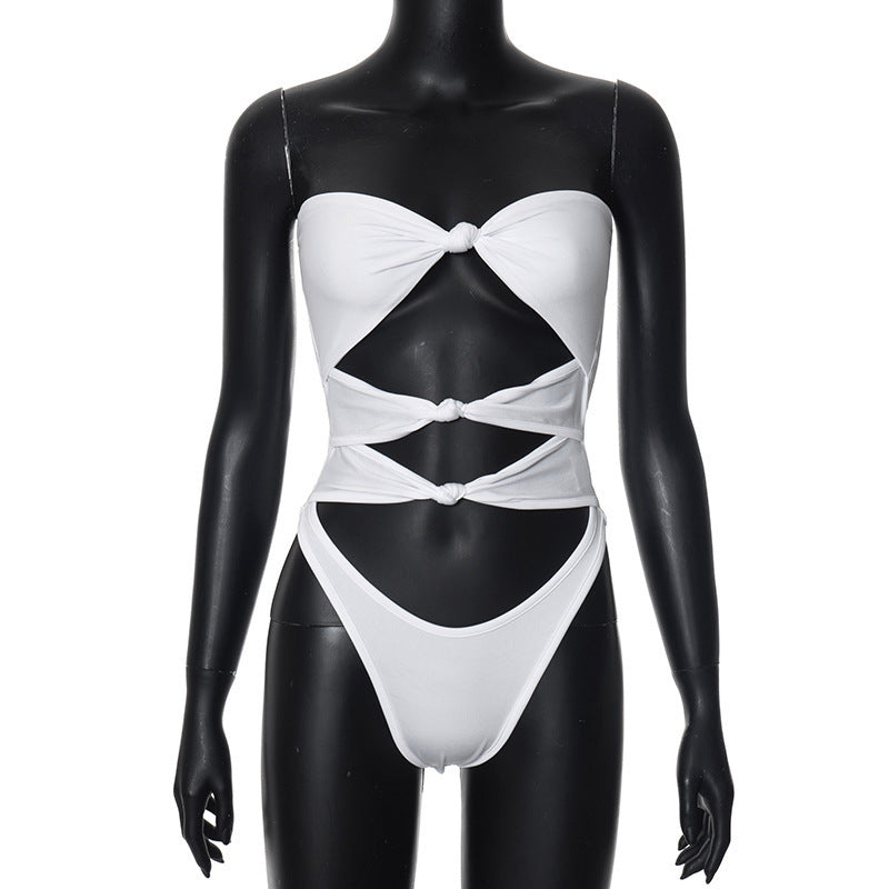 Damen Bandeau-Badeanzug mit knotendem Design Drune