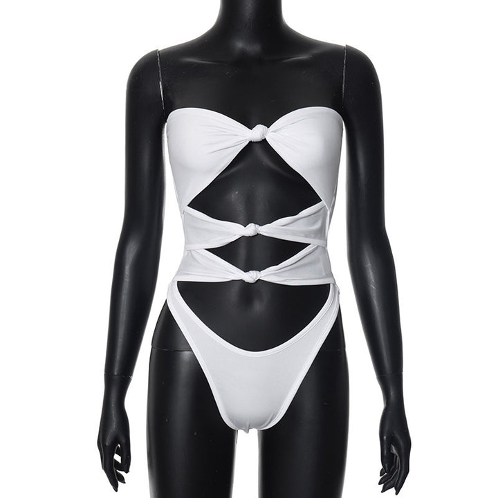 Damen Bandeau-Badeanzug mit knotendem Design Drune