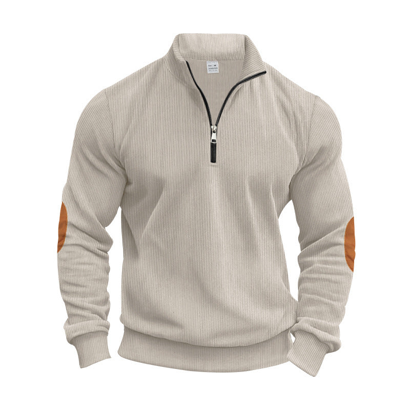 Herren Strickpullover mit modernem Reißverschluss und eleganten Ellbogenpatches Drune