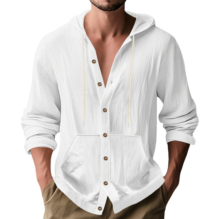 Herren lässiger Kapuzenpullover mit Knopfleiste und praktischen Taschen Drune