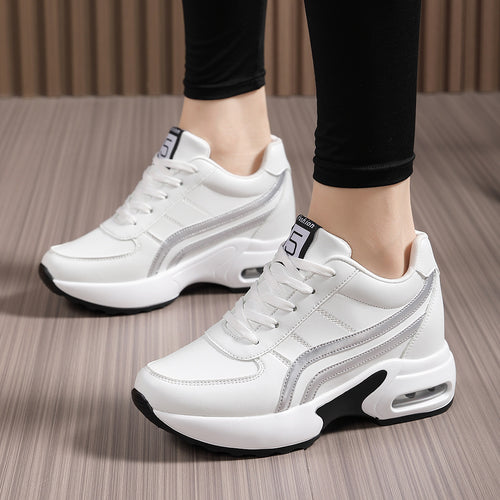 Damen nan Plateau-Sneaker mit sichtbarer Luftkammer, ergonomischer Keilsohle und gepolstertem Knöchelkragen Drune
