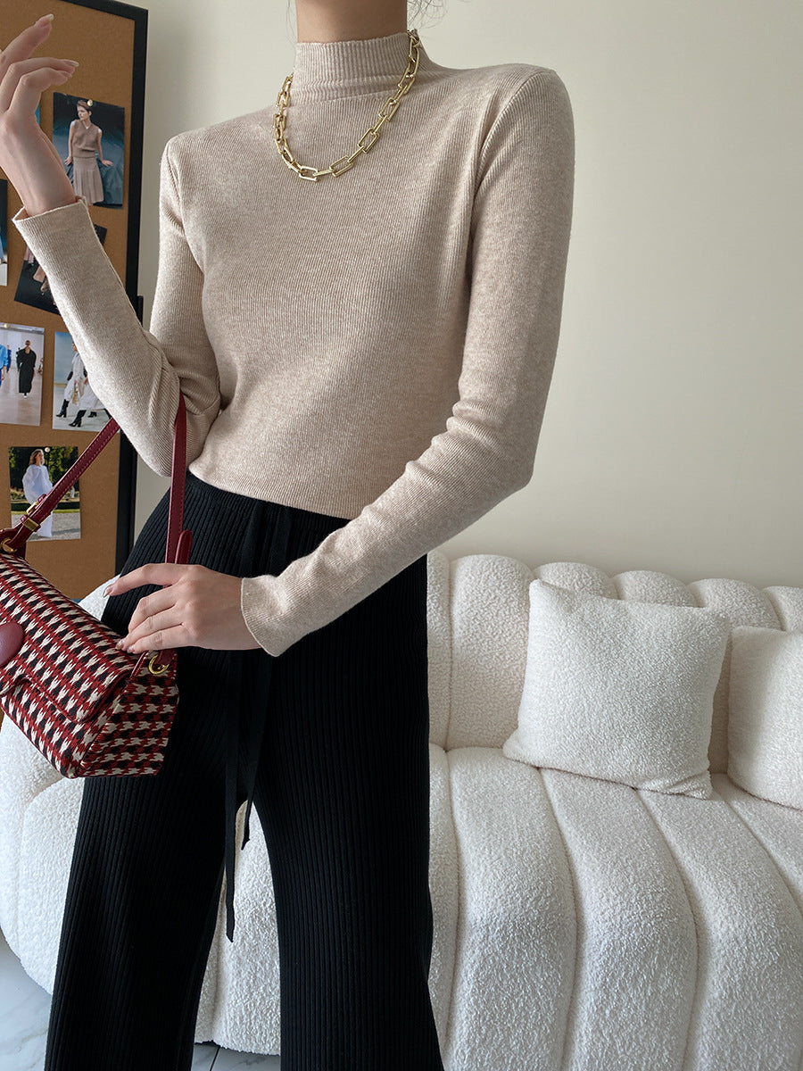 Damen Feinstrickoberteil mit hohem Kragen Drune