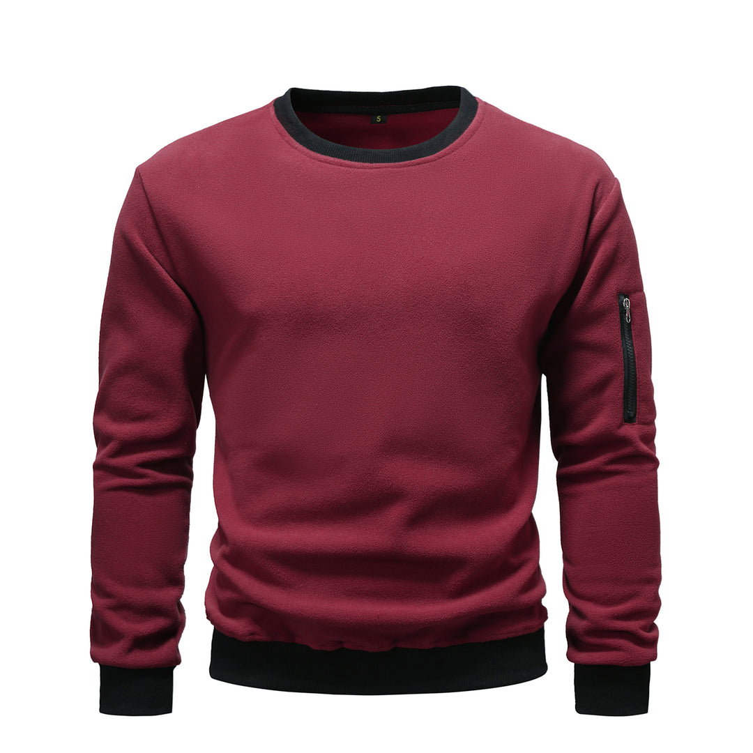 Herren nan Fleece-Sweatshirt mit Rundhalsausschnitt und Ärmeltasche mit Reißverschluss Drune
