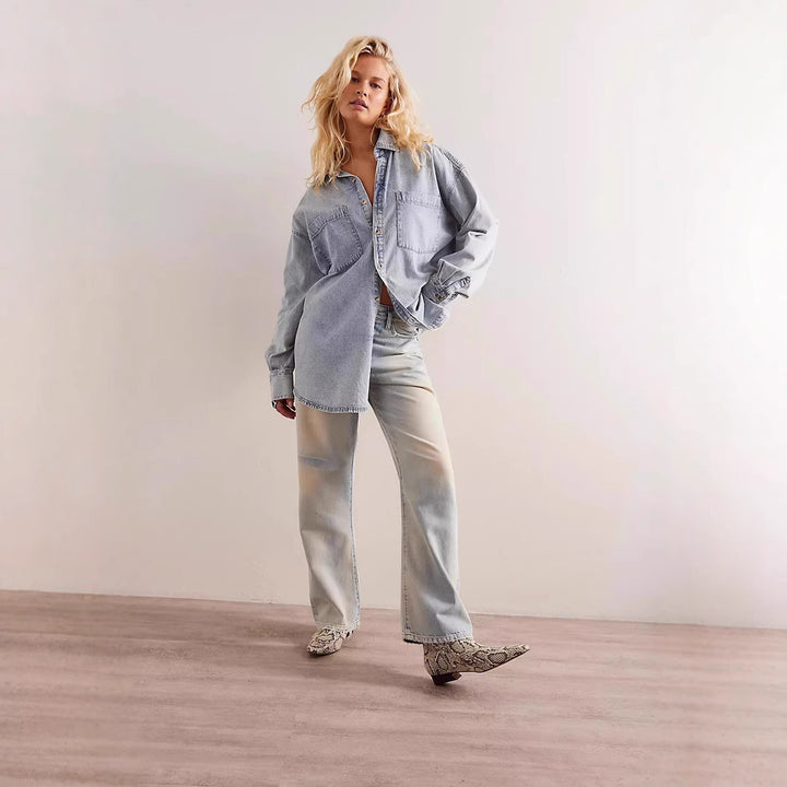 Damen Oversized Denim Hemd Drune