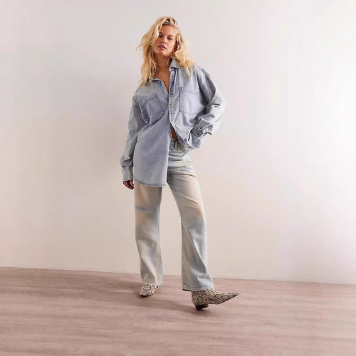 Damen Oversized Denim Hemd Drune