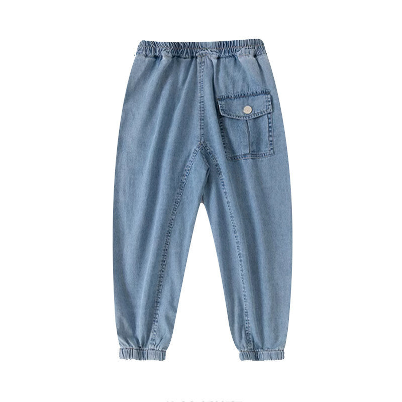 Jungen lässige Denim-Jogginghose mit elastischem Bund Drune