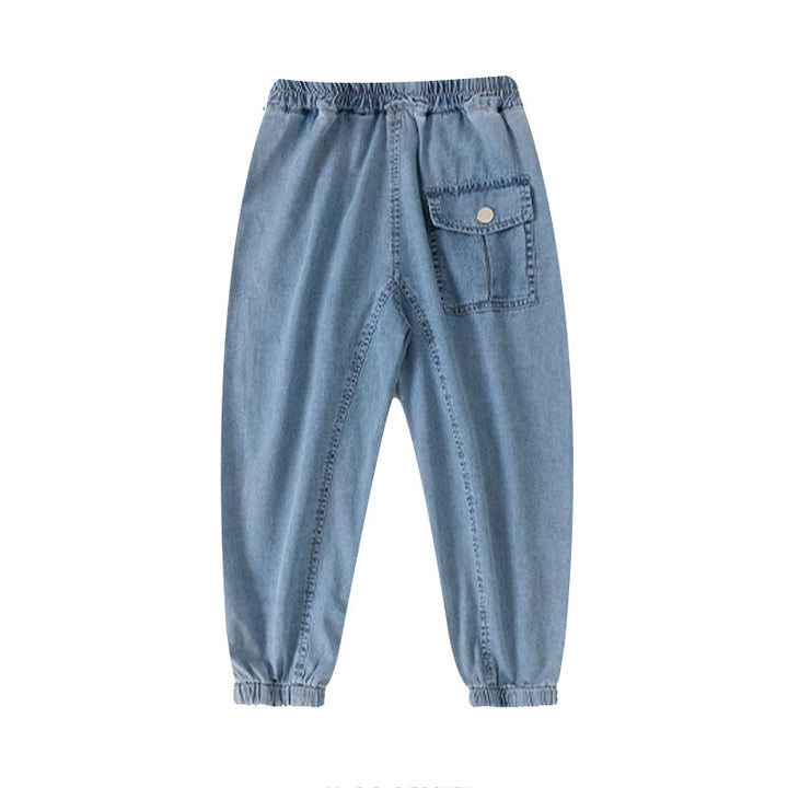 Jungen lässige Denim-Jogginghose mit elastischem Bund Drune