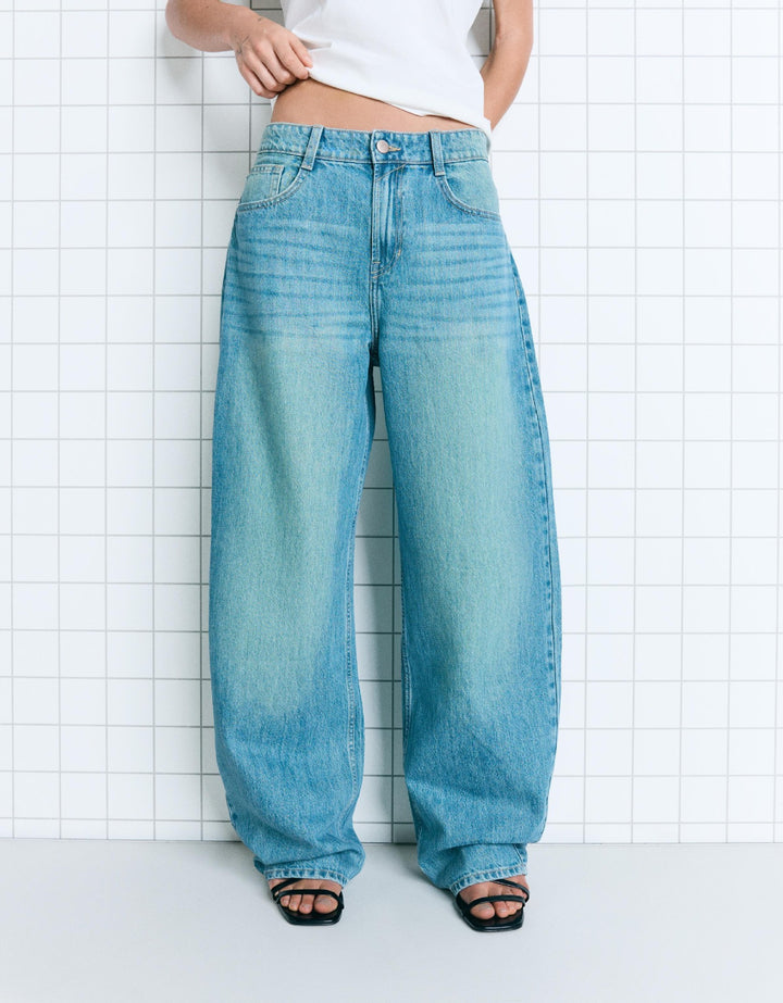 Damen nan hohe Taillenweite Palazzo-Denim mit weitem Bein und cleanem Five-Pocket-Design Drune