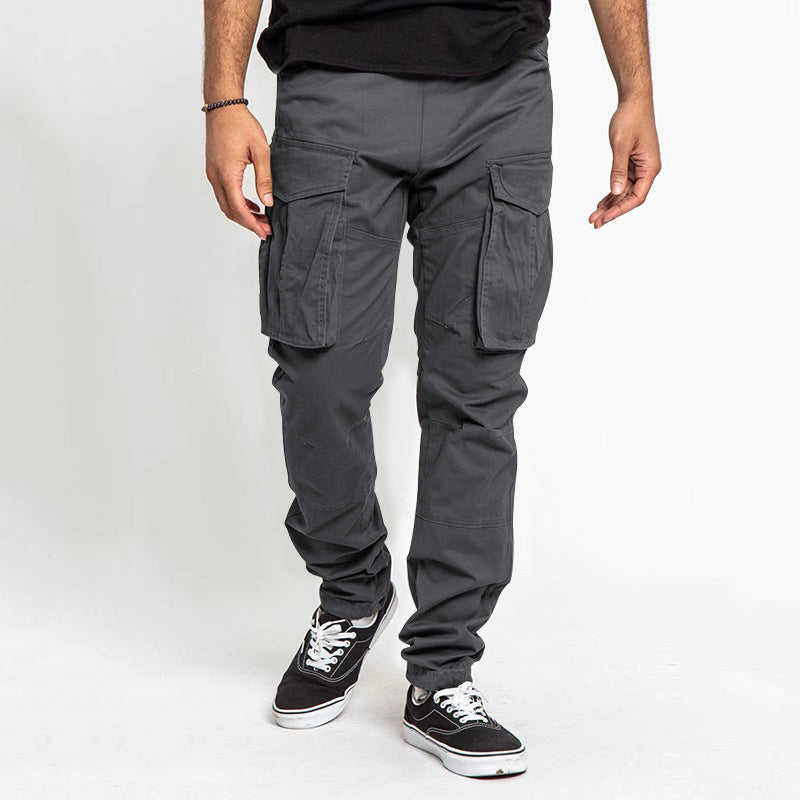 Herren nan tapered Cargo-Hose mit großen Klappentaschen, verstärkten Knien und schmal zulaufendem Bein Drune