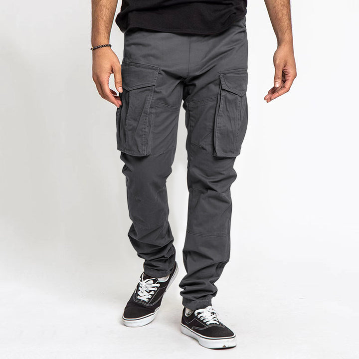 Herren nan tapered Cargo-Hose mit großen Klappentaschen, verstärkten Knien und schmal zulaufendem Bein Drune