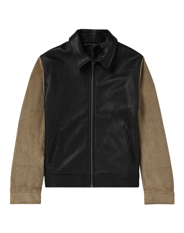 Herren modische Lederjacke mit Baumwollärmeln Drune